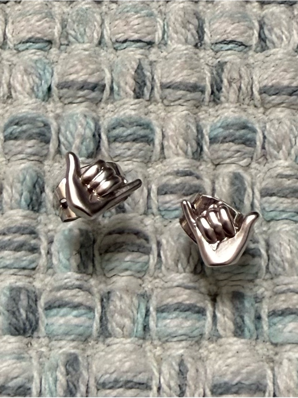 Silver Shaka Hand Stud Earrings - Women's Accessories